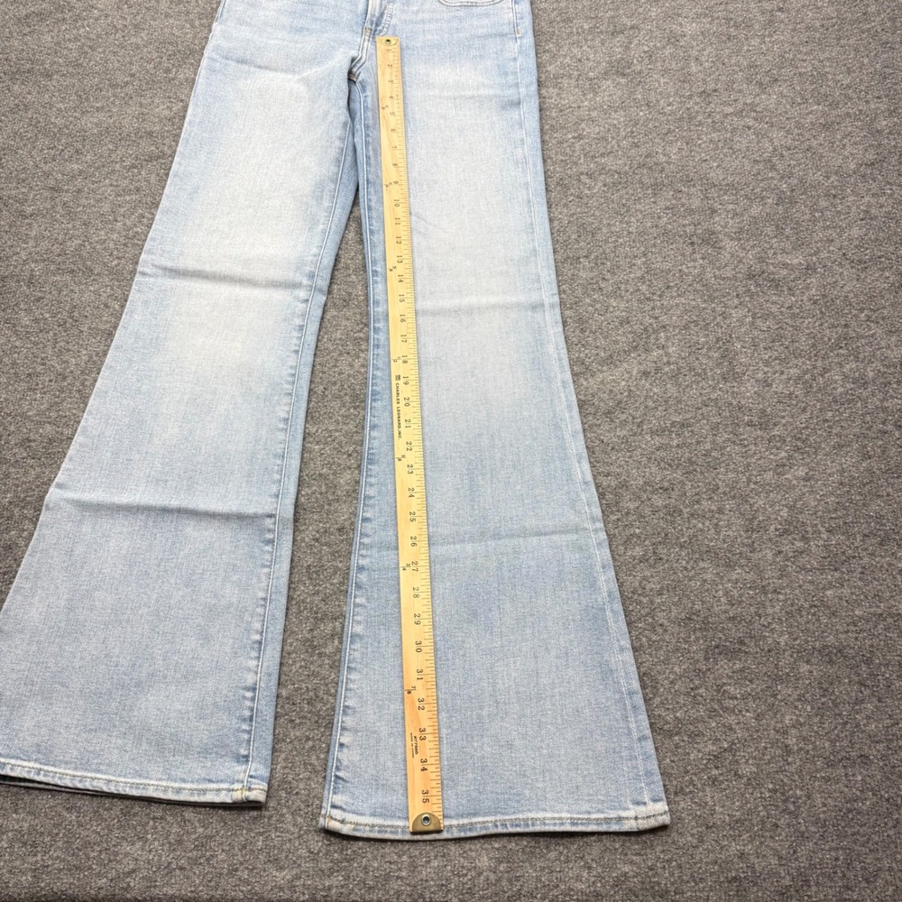 Express 70s Flare Mid Rise Light Wash Denim Jeans Womens 4R Conscious Edit - Picture 4 of 11